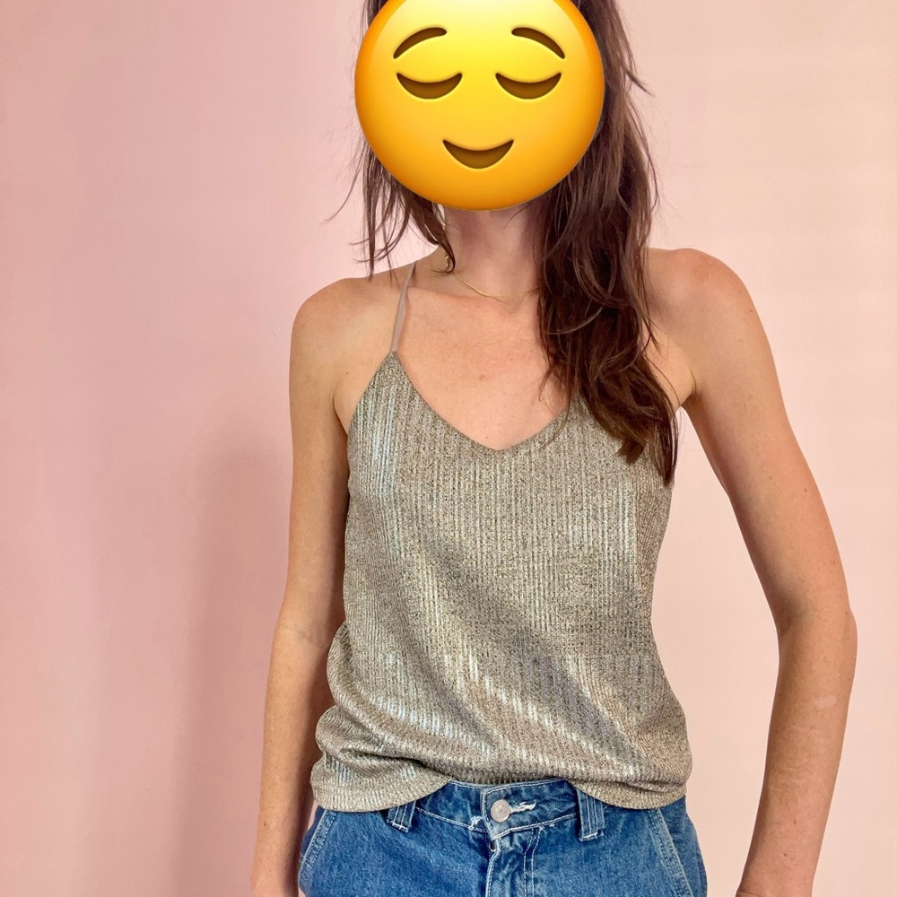 Anthropologie glitter thread top